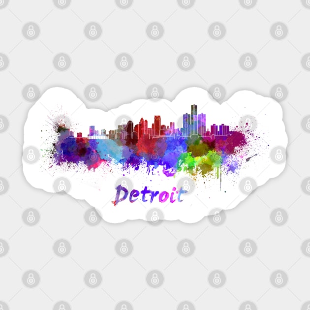 Detroit skyline in watercolor Sticker by PaulrommerArt